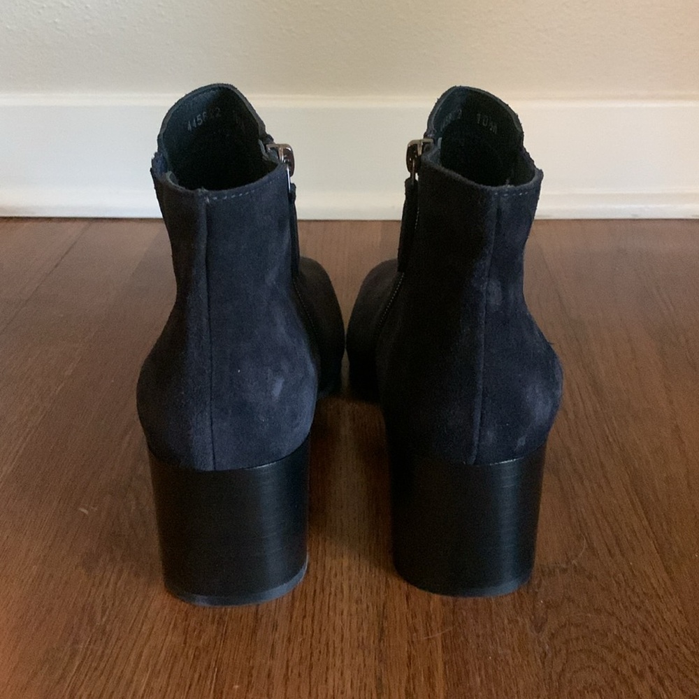 New Aquatalia Charlotte Leather Suede Block Heel Ankle Boots - Picture 3 of 9